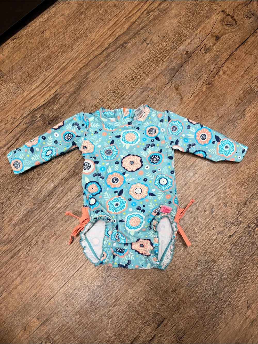 Ruffle Butts long Sleeve Floral One-Piece Swimsuit- size 3-6 months
